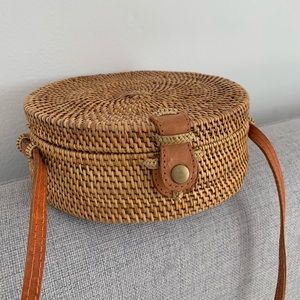 Rattan Round Crossbody Bag